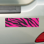 Trendy Hot Pink Fuchsia Black Zebra Stripes Print Bumpersticker (Op auto)