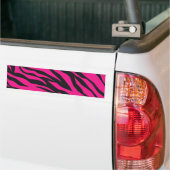 Trendy Hot Pink Fuchsia Black Zebra Stripes Print Bumpersticker (Op Truck)