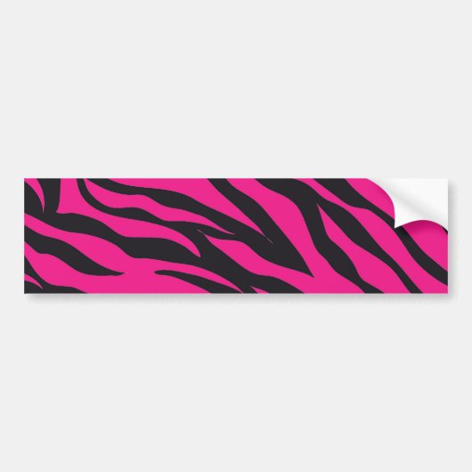 Trendy Hot Pink Fuchsia Black Zebra Stripes Print Bumpersticker (Voorkant)