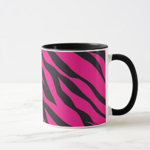 Trendy Hot Pink Fuchsia Black Zebra Stripes Print Mok