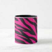 Trendy Hot Pink Fuchsia Black Zebra Stripes Print Mok (Midden)