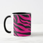 Trendy Hot Pink Fuchsia Black Zebra Stripes Print Mok (Links)