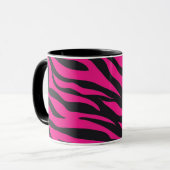 Trendy Hot Pink Fuchsia Black Zebra Stripes Print Mok (Voorkant links)