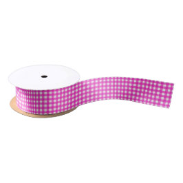 Trendy Hot Pink Gingham Pattern Satijnen Lint