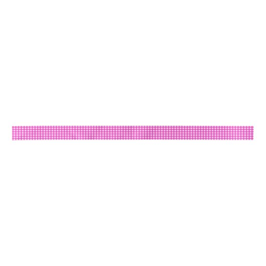 Trendy Hot Pink Gingham Pattern Satijnen Lint (Voorkant)