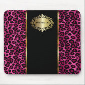 Trendy Hot Pink Leopard Dier met Gouden Accenten Muismat (Voorkant)