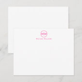 Trendy Hot Pink Moderne Cirkel twee Monogram Initi Notitiekaartje (Voorkant / Achterkant)