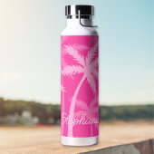 Trendy Hot Pink Palms Magenta Leuk Monogrammed Waterfles