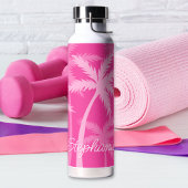 Trendy Hot Pink Palms Magenta Leuk Monogrammed Waterfles
