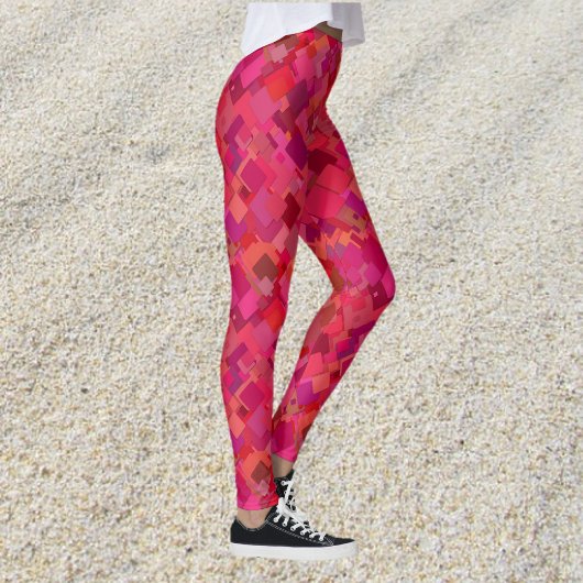 Trendy Hot Pink Retro Patroon Leggings