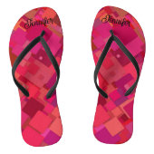 Trendy Hot Pink Retro Patroon Teenslippers (Voetbed)