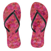 Trendy Hot Pink Retro Patroon Teenslippers (Voetbed)