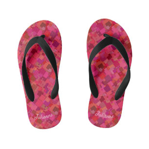 Trendy Hot Pink Retro Patroonpatronen Teenslippers