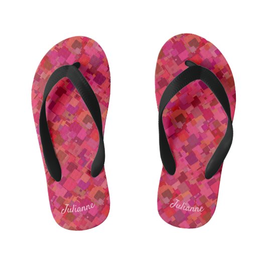 Trendy Hot Pink Retro Patroonpatronen Teenslippers (Voetbed)