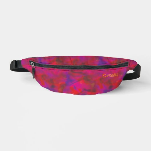 Trendy Hot Pink Violet Tie Dye Patroon Naam Custom Heuptasje (Voorkant)