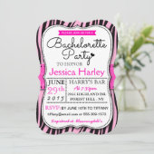Trendy Hot Pink Zabra Print Bachelorette Party Kaart (Staand voorkant)