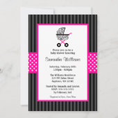 Trendy Hot Pink Zebra Carriage Baby shower Kaart (Voorkant)