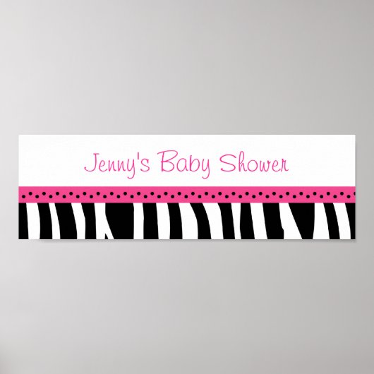 Trendy Hot Pink Zebra Print Banner Sign (Voorkant)