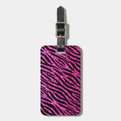 Trendy Hot Pink Zebra Print Glitz Glitter Sparkles Bagagelabel (Voorkant verticaal)