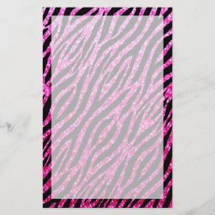 Trendy Hot Pink Zebra Print Glitz Glitter Sparkles Briefpapier