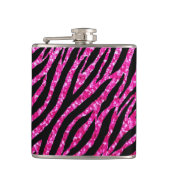 Trendy Hot Pink Zebra Print Glitz Glitter Sparkles Heupfles (Voorkant)