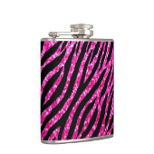 Trendy Hot Pink Zebra Print Glitz Glitter Sparkles Heupfles (Rechts)