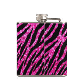 Trendy Hot Pink Zebra Print Glitz Glitter Sparkles Heupfles (Achterkant)
