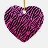 Trendy Hot Pink Zebra Print Glitz Glitter Sparkles Keramisch Ornament (Voorkant)