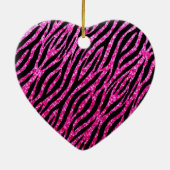 Trendy Hot Pink Zebra Print Glitz Glitter Sparkles Keramisch Ornament (Achterkant)