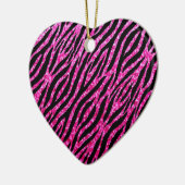 Trendy Hot Pink Zebra Print Glitz Glitter Sparkles Keramisch Ornament (Links)