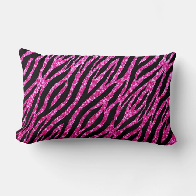 Trendy Hot Pink Zebra Print Glitz Glitter Sparkles Kussen (Voorkant)