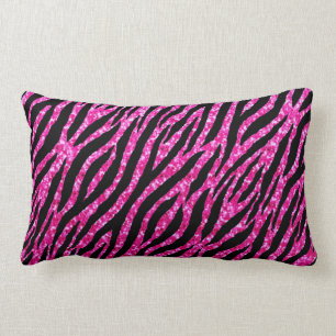 Trendy Hot Pink Zebra Print Glitz Glitter Sparkles Kussen