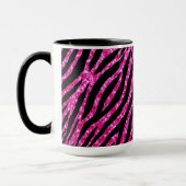 Trendy Hot Pink Zebra Print Glitz Glitter Sparkles Mok (Links)
