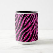 Trendy Hot Pink Zebra Print Glitz Glitter Sparkles Mok (Midden)
