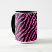 Trendy Hot Pink Zebra Print Glitz Glitter Sparkles Mok (Voorkant links)