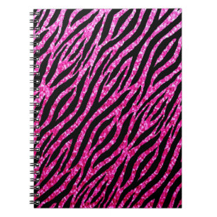 Trendy Hot Pink Zebra Print Glitz Glitter Sparkles Notitieboek