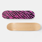 Trendy Hot Pink Zebra Print Glitz Glitter Sparkles Persoonlijk Skateboard (Horizontaal)