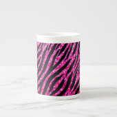 Trendy Hot Pink Zebra Print Glitz Glitter Sparkles Porselein Kop (Voorkant)