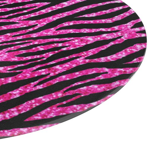 Trendy Hot Pink Zebra Print Glitz Glitter Sparkles Snijplank (Hoek)