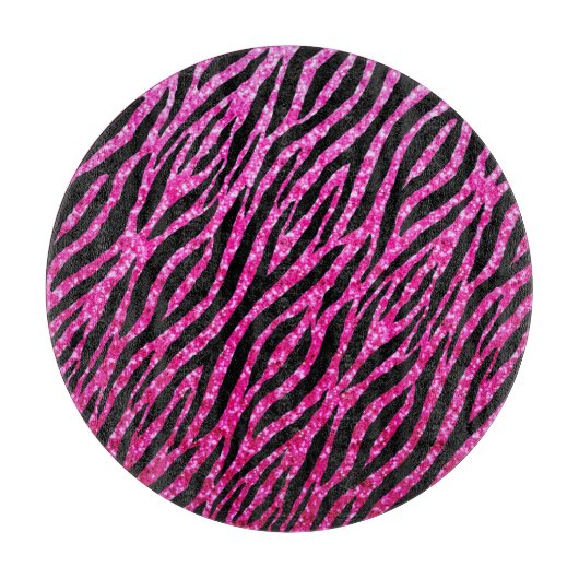 Trendy Hot Pink Zebra Print Glitz Glitter Sparkles Snijplank (Voorkant)