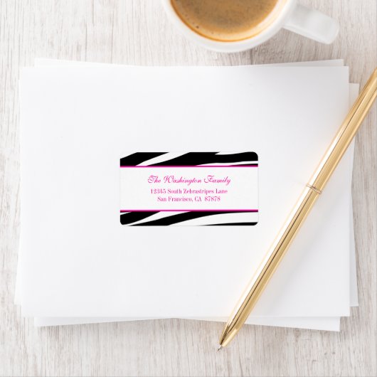 Trendy hot pink zebra stripes address label (Insitu)