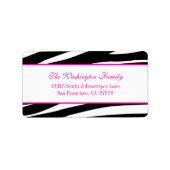 Trendy hot pink zebra stripes address label (Voorkant)
