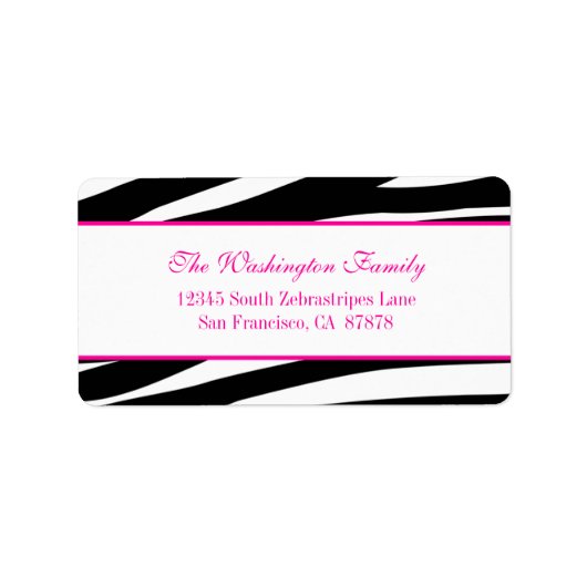 Trendy hot pink zebra stripes address label (Voorkant)