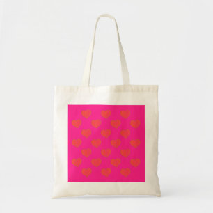 Trendy Hot Roze & Oranje Hartpatroon Tote Bag