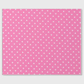 Trendy Hot Roze Sjabloon Wit Polka Dots Glanzend Cadeaupapier (Vlak)