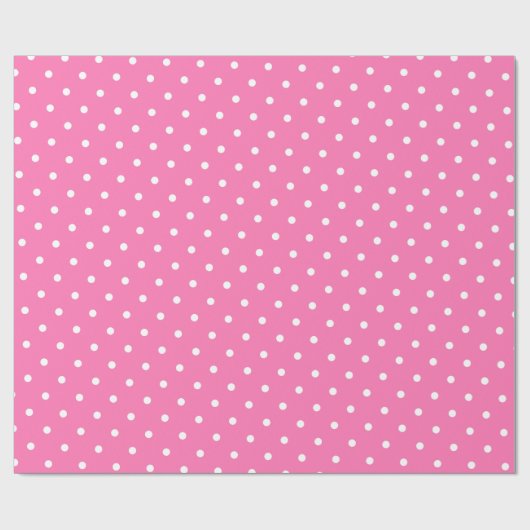 Trendy Hot Roze Sjabloon Wit Polka Dots Glanzend Cadeaupapier (Vlak)