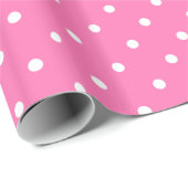 Trendy Hot Roze Sjabloon Wit Polka Dots Glanzend Cadeaupapier (Rol Hoek)