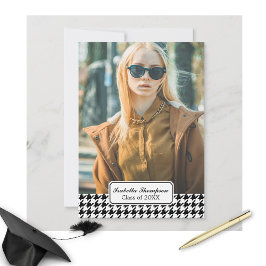 Trendy Houndstooth Afstuderen Foto Klasse 20XX Kaart