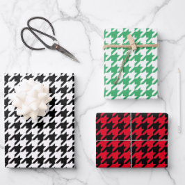 Trendy houndstooth patroon Kerstmis Inpakpapier Vel