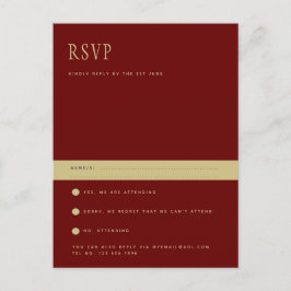 Trendy Huidige Bordeaux Goud Trouw RSVP Briefkaart